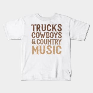 Trucks Cowboys & Country Music Kids T-Shirt